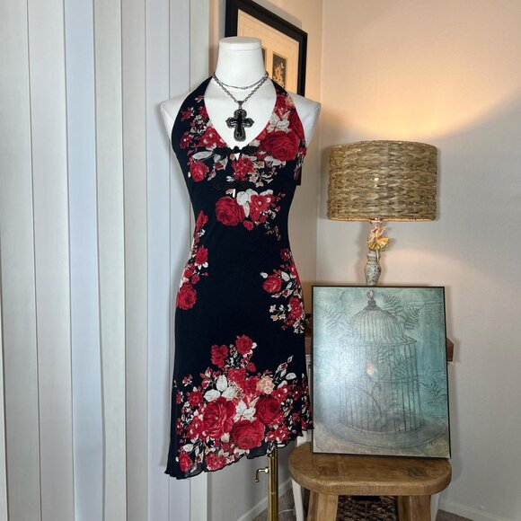 Y2k Forever 21 Asymmetrical Halter Dress - Picture 1 of 4